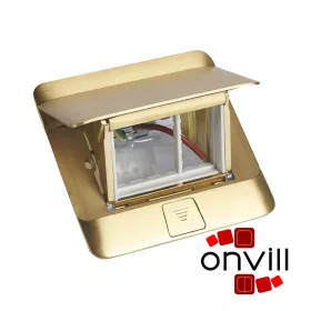   Legrand 054015, Pop-Up Felnyíló Süllyesztett Padlódoboz, 3 (2+1) Modulos, Sárgaréz