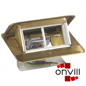   Legrand 054016, Pop-Up Felnyíló Süllyesztett Padlódoboz, 4 (2+2) Modulos, Sárgaréz