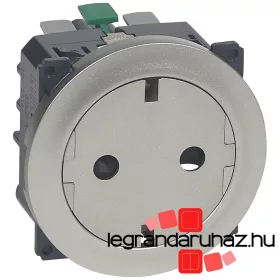   Legrand 067167, Céliane 2P+F Csatlakozóaljzat, Falsíkba Illeszkedő Titán Betéttárcsával, Biztonsági Zsaluval, Rugós Bekötéssel