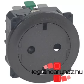   Legrand 067168, Céliane 2P+F Csatlakozóaljzat, Falsíkba Illeszkedő Grafit Betéttárcsával, Biztonsági Zsaluval, Rugós Bekötéssel