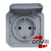 Legrand 069571L, Plexo 55 2P+F csatlakozóaljzat csapófedéllel, csavaros vezetékbekötéssel, szürke