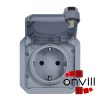 Legrand 069574L, Plexo 55 kulcsos 2P+F csatlakozóaljzat csapófedéllel, rugós vezetékbekötéssel, szürke