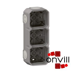   Legrand 069680L, Plexo 55 falon kívüli 3-as doboz, membrános, szürke