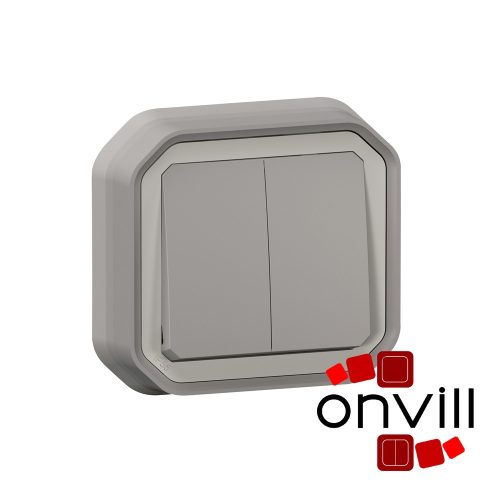 Legrand 069815L, Plexo 55 süllyesztett kettős váltókapcsoló 10A, összeszerelt, szürke