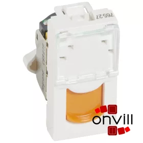   Legrand 076527, Program Mosaic Rj 45 Informatikai Csatlakozóaljzat, 1 X Rj 45 Árnyékolatlan (UTP) Cat.6A, 1 Modul Széles, Narancssárga Redőnnyel, Fehér