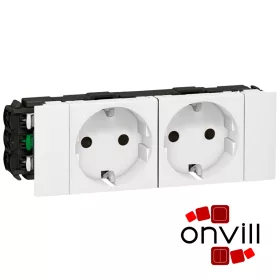   Legrand 077202, DLP-S Bepattintható Program Mosaic 2X2P+F Aljzat, Sinezett, Soluclippel, Fehér