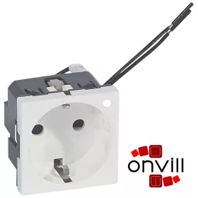   Legrand 077212, Program Mosaic 2P+F Aljzat Biztonsági Zsaluval, Jelzőfénnyel, Rugós, 2 modulos, Fehér