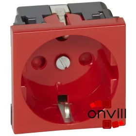   Legrand 077214, Program Mosaic 2P+F Aljzat, Reteszelt, Csavaros, 2 modulos, Piros