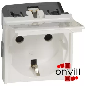   Legrand 077219, Program Mosaic 2P+F Aljzat Biztonsági Zsaluval, Csapófedéllel, Rugós, 2 modulos, Fehér