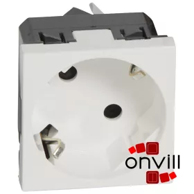   Legrand 077245, Program Mosaic 2P+F Aljzat 45°-os, Biztonsági Zsaluval, Rugós, 2 modulos, Fehér