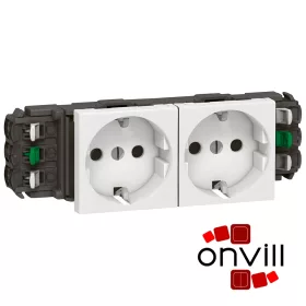   Legrand 077402, Program Mosaic 2X2P+F DLP Aljzat, Sínezett, Rugós, Fehér