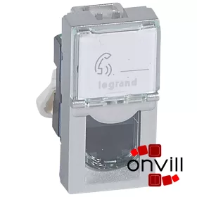   Legrand 079461, Program Mosaic LCS2 Rj45 Aljzat Cat 6 UTP, 1 Modul, Alumínium