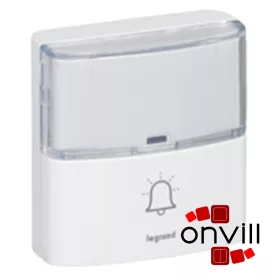   Legrand 094279, Kiegészítő Prémium Szögletes Csengőnyomó Gomb IP54-es, 100M-Es Hatótávolsággal, Elemmel, Fehér