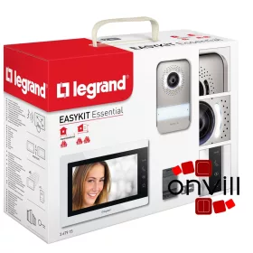   Legrand 2 vezetékes EASYKIT Essential videó kaputelefon szett: színes videó (7''), bővíthető 1 lakásos, DIN moduláris táppal, fehér, Legrand 367915