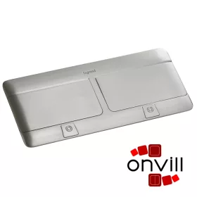   Legrand 654003, Pop-Up Doboz Bútorlapba, 8 (2X4) Modulos, Rögzítőkerettel és Kábeltartó Dobozzal, Rozsdamentes Acél