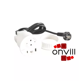   Legrand 654710, Incara Disq 80 - Bútorba Süllyeszthető 2P+F + USB-A+C + Rj45 Cat.6 UTP Aljzat, 2M Kábellel, Fehér