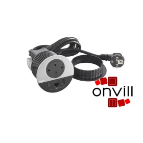   Legrand 654712, Incara Disq 80 - Bútorba Süllyeszthető 2P+F + USB-A+C + Rj45 Cat.6 UTP Aljzat, 2M Kábellel, Alumínium