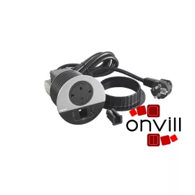   Legrand 654716, Incara Disq 80 - Bútorba Süllyeszthető 2P+F + USB-A+C + Kábelkivezető Aljzat, 2M Kábellel, Alumínium