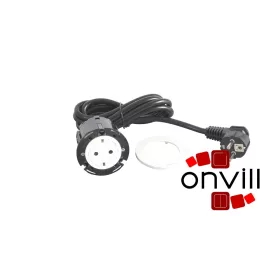   Legrand 654725, Incara Disq 60 - Bútorba Süllyeszthető 2P+F Csatlakozóaljzat, 2M Kábellel, Fehér