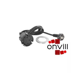   Legrand 654727, Incara Disq 60 - Bútorba Süllyeszthető 2P+F Csatlakozóaljzat, 2M Kábellel, Alumínium