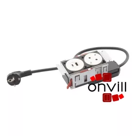   Legrand 654746, Incara Disq In 2 - Bútorba Süllyeszthető 1X2P+F + 1XUSB-A+C Aljzat, 2M Kábellel, Fehér