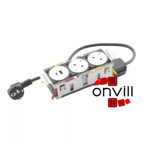   Legrand 654747, Incara Disq In 3 - Bútorba Süllyeszthető 2X2P+F + 1XUSB-A+C Aljzat, 2M Kábellel, Fehér