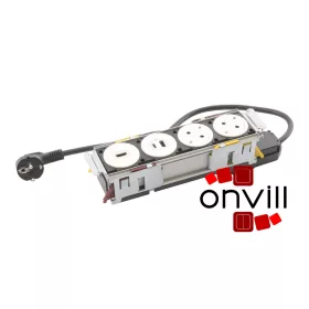   Legrand 654748, Incara Disq In 4 - Bútorba Süllyeszthető 2X2P+F + 1XUSB-A+C + 1XHDMI Aljzat, 2M Kábellel, Fehér