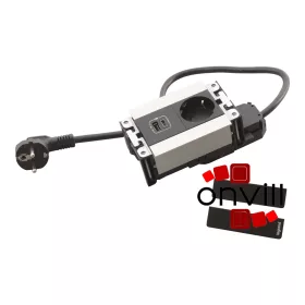   Legrand 654789, Incara Multilink - Bútorba Süllyeszthető, 4 Modul, 2P+F + USB-A+C Aljzat, 2M Kábellel, Alumínium