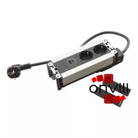   Legrand 654790, Incara Multilink - Bútorba Süllyeszthető, 6 Modul, 2X2P+F + USB-A+C Aljzat, 2M Kábellel, Alumínium