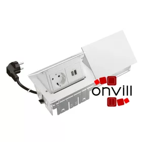   Legrand 654825, Incara Pop-Up - Bútorba Süllyeszthető, 2X4 Modul, 2X2P+F + USB-A+C + HDMI Aljzat, 2M Kábellel, Fehér