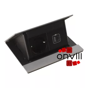   Legrand 654828, Incara Pop-Up - Bútorba Süllyeszthető, 4 Modul, 2P+F + USB C Aljzat, Rozsdamentes Acél