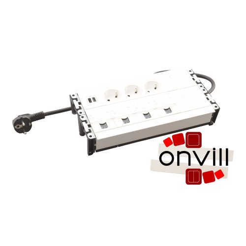 Legrand 654865, Incara Multilink - Válaszfalba Süllyeszthető, 2X8 Modul, 3X2P+F + USB-A+C + 4XRJ45 Cat.6 UTP Aljzat, 2M Kábellel, Fehér