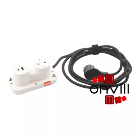   Legrand 654908, Incara Electr'On, 2P+F + USB-A+C Aljzat, 2,5M Kábellel, Fehér