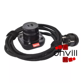   Legrand 654920, Incara Electr'On, USB-A+C Aljzat, 2,5M Kábellel, Fekete