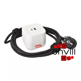   Legrand 654922, Incara Electr'On, USB-A+C Aljzat + Burkolat, 2,5M Kábellel, Fehér