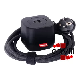   Legrand 654923, Incara Electr'On, USB-A+C Aljzat + Burkolat, 2,5M Kábellel, Fekete