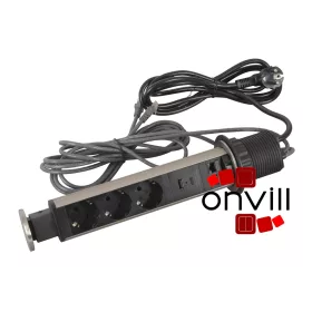   Legrand 654975, Incara Tower 60 - Bútorba Süllyeszthető, 3X2P+F + 2XRJ45 Cat.6 UTP + USB-A+C Aljzat, 2M Kábellel