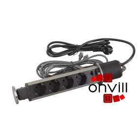   Legrand 654977, Incara Tower 60 - Bútorba Süllyeszthető, 4X2P+F + 2XRJ45 Cat.6 UTP Aljzat, 2M Kábellel