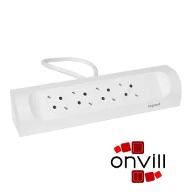   Legrand 694501, Sarokba Illeszkedő Elosztósor, 4X2P+F, 1m Vezetékkel, Fehér