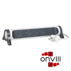   Legrand 694507, Prémium Elosztósor, 4X2P+F, Túlfeszültség-Védelemmel, 1,5m Vezetékkel, Fehér/Fekete