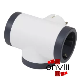   Legrand 694520, Hármas Elágazású 2P+F Elosztódugó, 16A, Fehér/Szürke