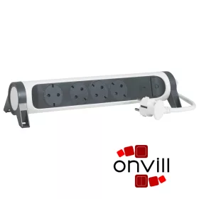   Legrand 694525, Prémium Elosztósor, 4X2P+F, Safe Control, 1,5m Vezetékkel, Fehér/Fekete