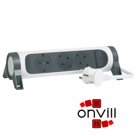   Legrand 694527, Prémium Elosztósor, 3X2P+F Forgatható, 1,5m Vezetékkel, Fehér/Fekete