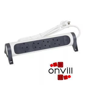   Legrand 694529, Prémium Elosztósor, 4X2P+F Forgatható, 1,5m Vezetékkel, Fehér/Fekete