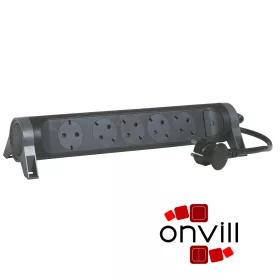   Legrand 694532, Prémium Elosztósor, 5X2P+F Forgatható, 1,5m Vezetékkel, Fekete