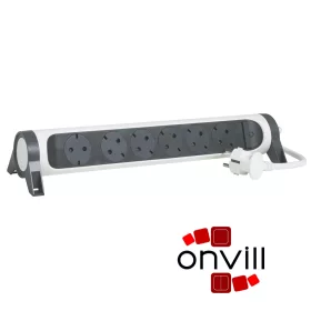   Legrand 694533, Prémium Elosztósor, 6X2P+F Forgatható, 1,5m Vezetékkel, Fehér/Fekete