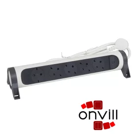   Legrand 694538, Prémium Elosztósor, 5X2P+F Forgatható, 3m Vezetékkel, Fehér/Fekete