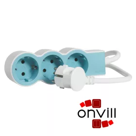   Legrand 694551, Standard Elosztósor, 3X2P+F, 1,5m Vezetékkel, Fehér-Kék