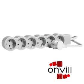   Legrand 694557, Standard Elosztósor, 6X2P+F, 1,5m Vezetékkel, Fehér/Szürke
