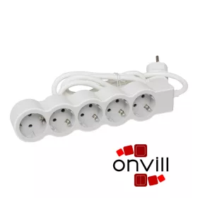   Legrand 694571, Standard Elosztósor, 5X2P+F, 5m Vezetékkel, Fehér/Szürke